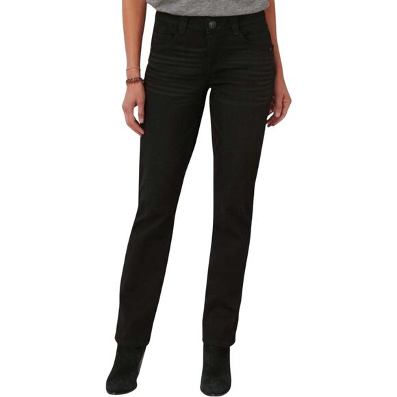 Democracy Woman’s Rich Black Straight Leg Stretch Denim Jeans Size 14 - Picture 3 of 16